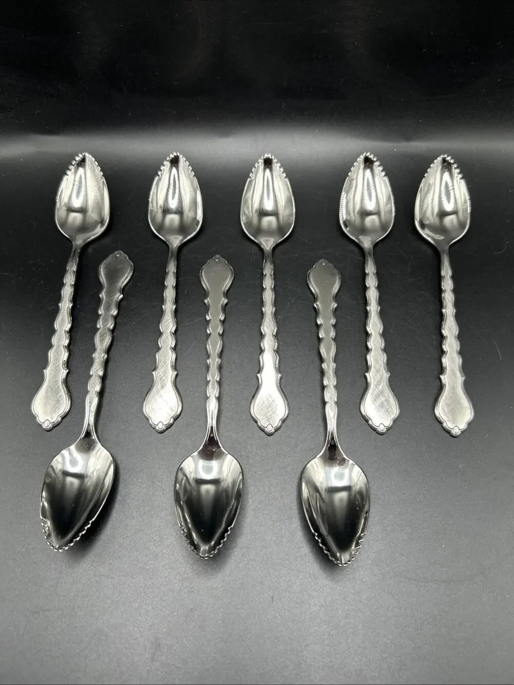 Oneida Community Cello Stainless Flatware Lot 8 Grapefruit Spoons brushed finish